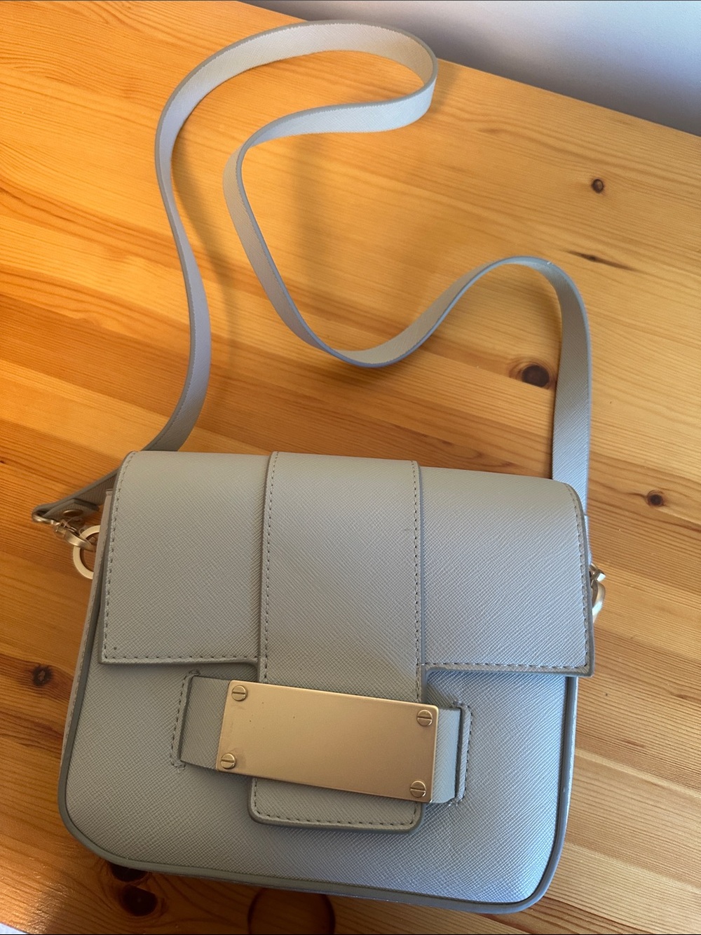 H&M Light Gray Crossbody Bag with Gold Plate